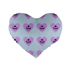 Blue Cupcake Standard 16  Premium Flano Heart Shape Cushions by snowwhitegirl