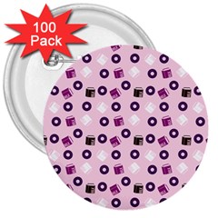 Pink Donuts 3  Buttons (100 Pack)  by snowwhitegirl