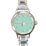 Teal Donuts And Milk Round Italian Charm Watch Front