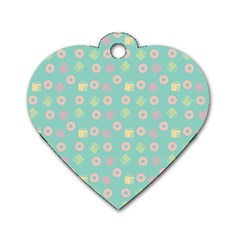 Teal Donuts And Milk Dog Tag Heart (one Side) by snowwhitegirl