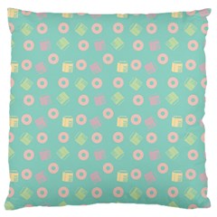 Teal Donuts And Milk Large Cushion Case (two Sides) by snowwhitegirl