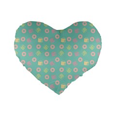 Teal Donuts And Milk Standard 16  Premium Heart Shape Cushions by snowwhitegirl