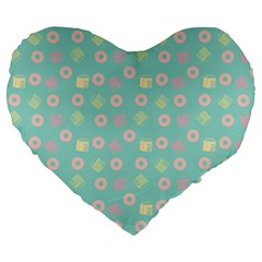 Teal Donuts And Milk Large 19  Premium Heart Shape Cushions by snowwhitegirl