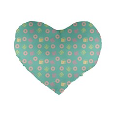 Teal Donuts And Milk Standard 16  Premium Flano Heart Shape Cushions by snowwhitegirl