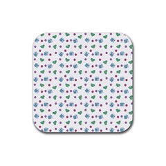 White Milk Hearts Rubber Coaster (square)  by snowwhitegirl