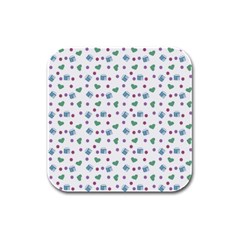 White Milk Hearts Rubber Square Coaster (4 Pack)  by snowwhitegirl