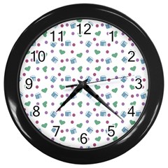 White Milk Hearts Wall Clock (black) by snowwhitegirl