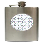 White Milk Hearts Hip Flask (6 oz) Front