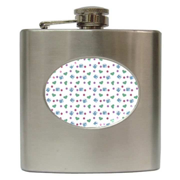 White Milk Hearts Hip Flask (6 oz)