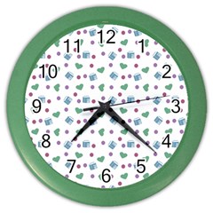 White Milk Hearts Color Wall Clock by snowwhitegirl