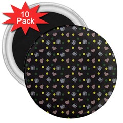 Dark Grey Milk Hearts 3  Magnets (10 pack) 