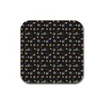 Dark Grey Milk Hearts Rubber Square Coaster (4 pack)  Front