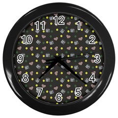 Dark Grey Milk Hearts Wall Clock (black) by snowwhitegirl