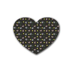 Dark Grey Milk Hearts Rubber Coaster (Heart) 