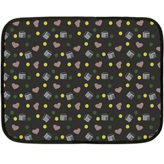 Dark Grey Milk Hearts Double Sided Fleece Blanket (Mini) 