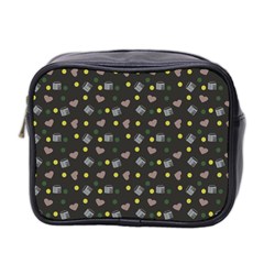 Dark Grey Milk Hearts Mini Toiletries Bag 2-Side