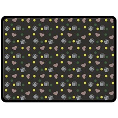 Dark Grey Milk Hearts Fleece Blanket (Large) 