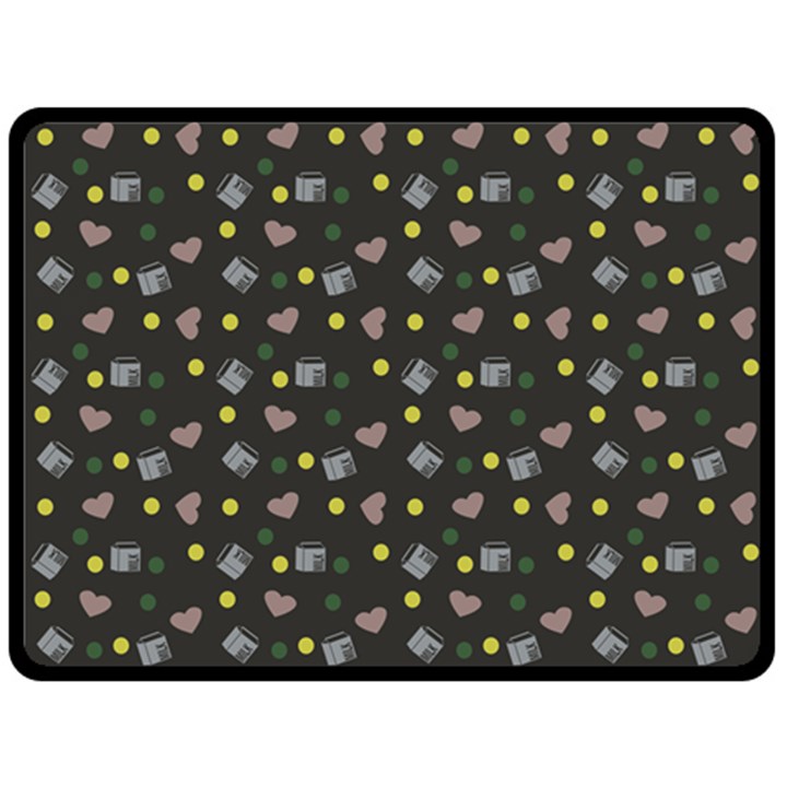 Dark Grey Milk Hearts Fleece Blanket (Large) 