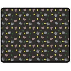 Dark Grey Milk Hearts Fleece Blanket (Medium) 