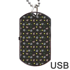 Dark Grey Milk Hearts Dog Tag USB Flash (One Side)