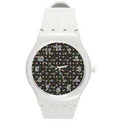 Dark Grey Milk Hearts Round Plastic Sport Watch (M)