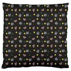 Dark Grey Milk Hearts Large Cushion Case (One Side)