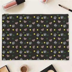 Dark Grey Milk Hearts Cosmetic Bag (XXL)