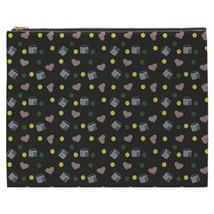 Dark Grey Milk Hearts Cosmetic Bag (XXXL)