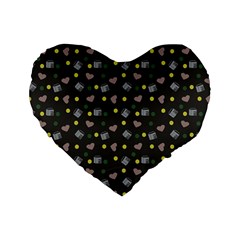 Dark Grey Milk Hearts Standard 16  Premium Heart Shape Cushions