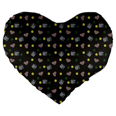 Dark Grey Milk Hearts Large 19  Premium Heart Shape Cushions