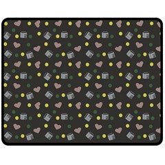 Dark Grey Milk Hearts Double Sided Fleece Blanket (Medium) 