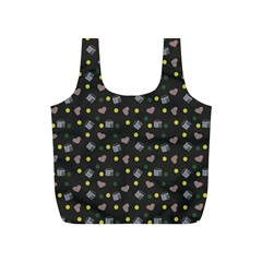 Dark Grey Milk Hearts Full Print Recycle Bags (S) 