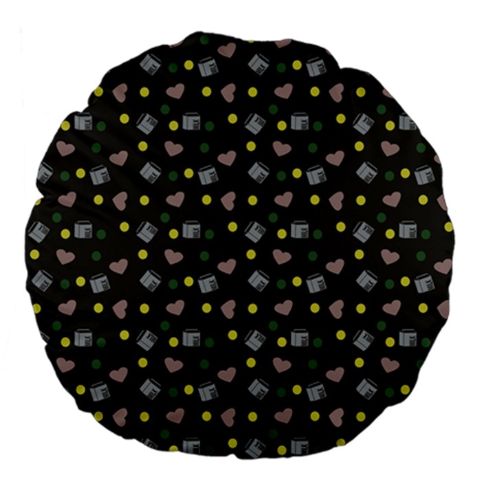 Dark Grey Milk Hearts Large 18  Premium Flano Round Cushions