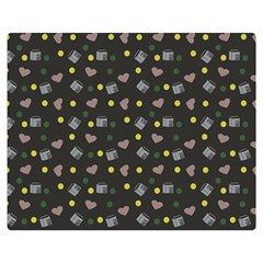 Dark Grey Milk Hearts Double Sided Flano Blanket (Medium) 