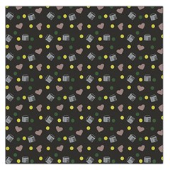 Dark Grey Milk Hearts Large Satin Scarf (Square)