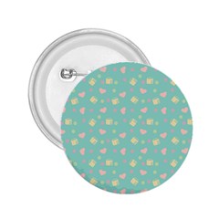 Teal Milk Hearts 2.25  Buttons