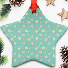 Teal Milk Hearts Ornament (Star)