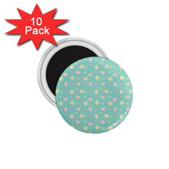 Teal Milk Hearts 1.75  Magnets (10 pack) 