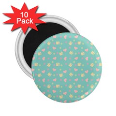 Teal Milk Hearts 2.25  Magnets (10 pack) 