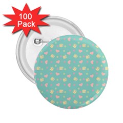 Teal Milk Hearts 2.25  Buttons (100 pack) 