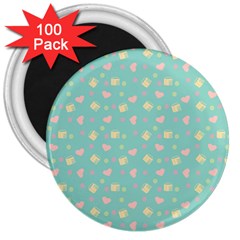 Teal Milk Hearts 3  Magnets (100 pack)