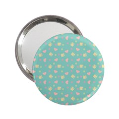 Teal Milk Hearts 2.25  Handbag Mirrors