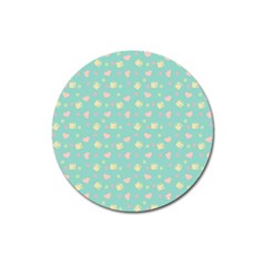 Teal Milk Hearts Magnet 3  (Round)