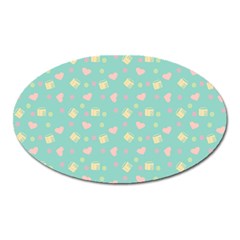 Teal Milk Hearts Oval Magnet