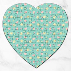 Teal Milk Hearts Jigsaw Puzzle (Heart)