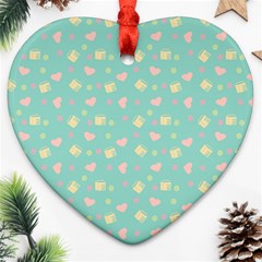 Teal Milk Hearts Heart Ornament (Two Sides)