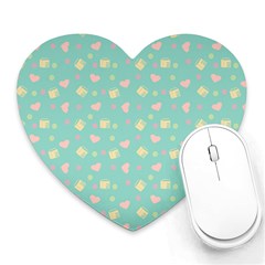 Teal Milk Hearts Heart Mousepads