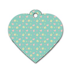 Teal Milk Hearts Dog Tag Heart (Two Sides)