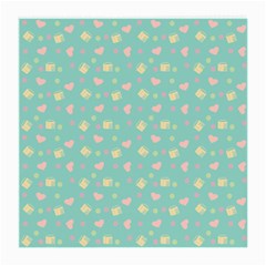 Teal Milk Hearts Medium Glasses Cloth