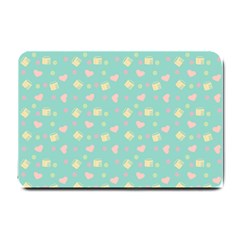 Teal Milk Hearts Small Doormat 